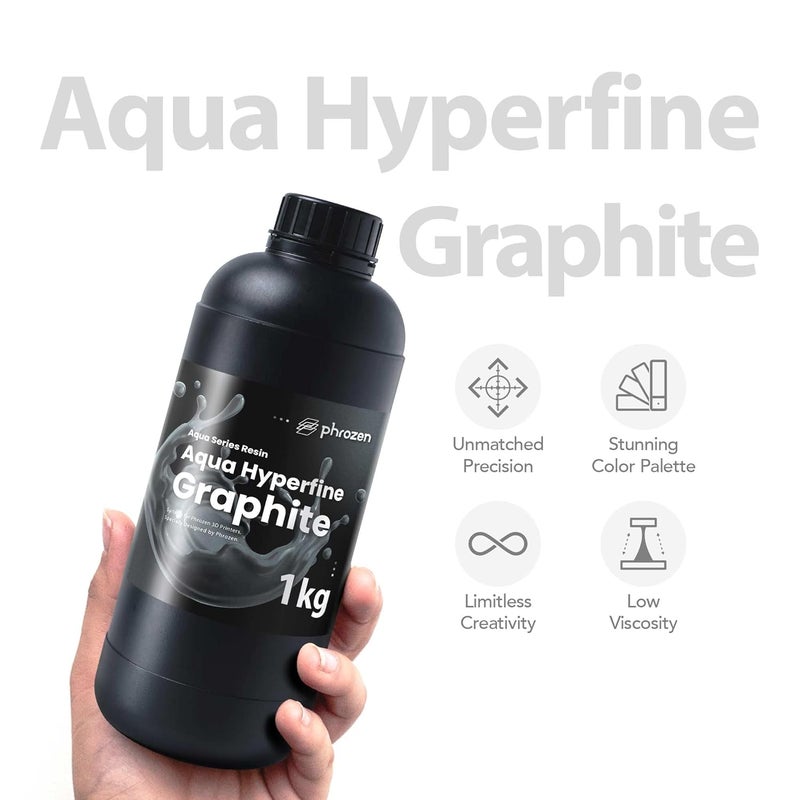 Phrozen Aqua Hyperfine Photopolymer Resin for 9K, 12K or Higher Resolution 3D Printers, 405nm LCD UV-Curing 3D Printing with Low Shrinkage & Superior Precision, Smooth Surface Finish (Graphite, 1KG) - Image 2